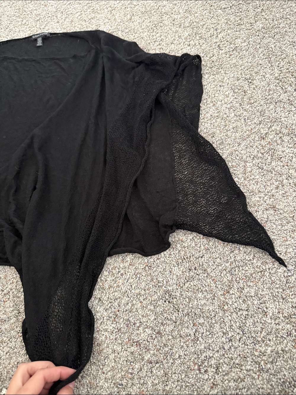 Eileen Fisher Black Sheer Shawl Top OS - Picture 2 of 5